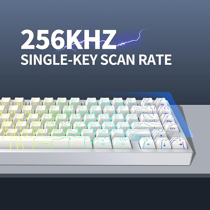 MG75PRO 81 Keys Wired Magnetic Switch Mechanical Keyboard, Hall Effect, 8KHZ/ARGB/CNC Aluminum, Gasket Structure Gaming Keyboard(White)