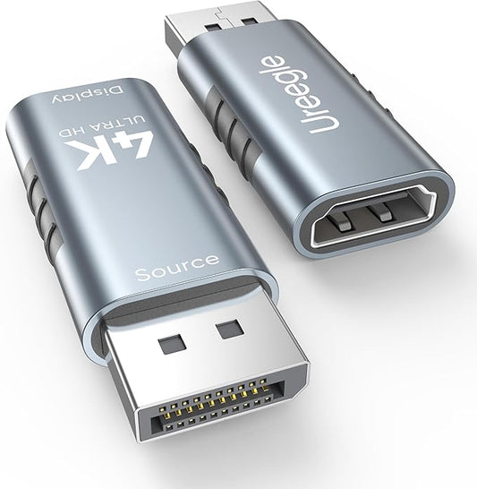 4K DisplayPort to HDMI Adapter 2 Pack, DP to HDMI Display Adapter Uni Directional, 4K@30Hz, 2K@60Hz, 1080P@120Hz, Male to Female Converter for Monitor, NVIDIA/AMD Desktop GPU, PC DisplayPort Output