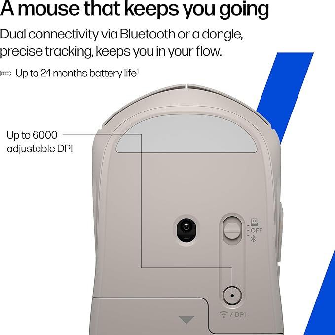 HP 400 Quiet Wireless Mouse, Dual Bluetooth & 2.4GHz, Soft Silicone, Quiet Clicks, Microsoft Wheel, 24-Month Battery, 6000 DPI, Ambidextrous, Eco-Friendly Design, Multi-OS, Maple