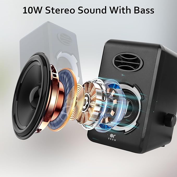 OROW Computer Speakers,USB Powered Desktop Speakers with 6 Lights Modes,Bluetooth 5.0&3.5mm AUX Speaker,RGB Gaming Speakers for PC/Monitor(Black)
