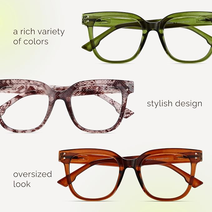miyya Blue Light Glasses for Women & Men – Oversized UV & Blue Light Blocker Chunky Frames, Stylish Eyewear Accessories