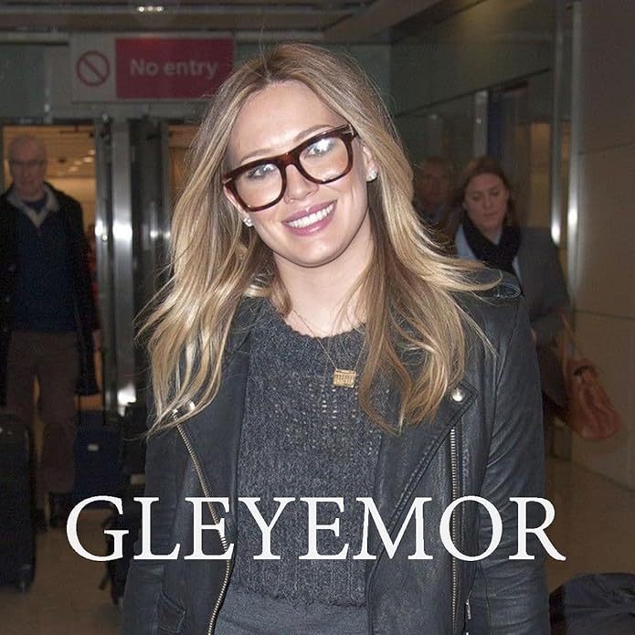 Gleyemor Blue Light Glasses for Men Women Trendy Square Frame Blue Light Blocking Lens Computer Glasses