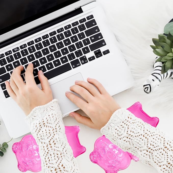 Gel Wrist Rest for Keyboard and Mouse Transparent Pink Bear Elbow Pad Cushion Ergonomic Cute Clear Cool Mouse Wrist Pad Silicone Non-Slip Support for Computer Gaming Home Office Hand Pillow