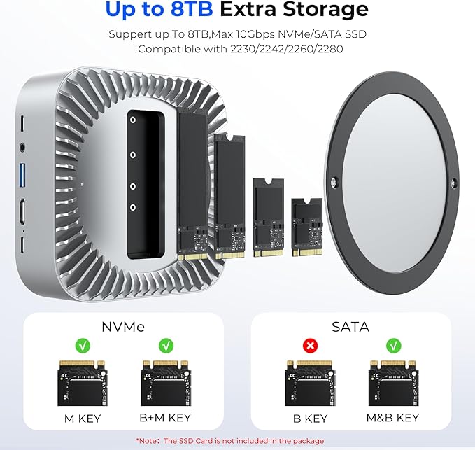 All-in-One Dock for Mac mini M4 with Smart Displays, NVMe/SATA SSD Enclosure, 4K60Hz HDMI, 10G USB-A/C, 5G USB-A*2, USB-C Charging, SD/TF, Audio – Mac mini M4 HUB &Docking Station