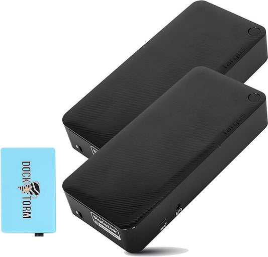 Targus USB-C Universal Docking Station Bundle with Docztorm Hub (8in1 Adapter for USB-C and Thunderbolt Laptops, Notebooks and PCs- Single Cable for 100W Charging Networking or Data Transfers) 2-Pack