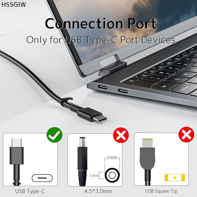 65W 45W USB Type C AC Adapter Fit for Dell XPS 12 13 7390 Chromebook 11 3000 Latitude 5000 7000 Series Laptop Charger, Inspiron 14 7425 7490 7415 7590 16 7620 7400 7300 XPS 2 in1 Power Supply Cord