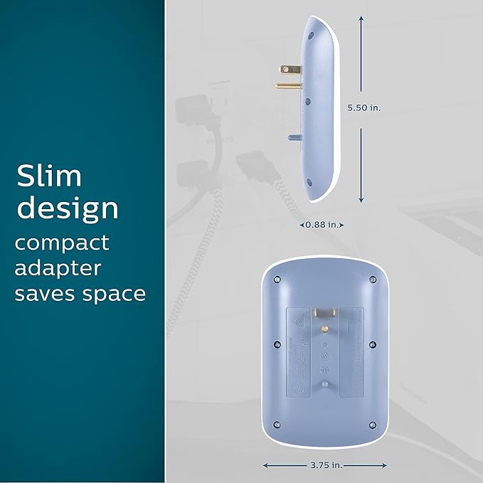 Philips 6-Outlet Extender Surge Protector, 900 Joules, 3 Prong, Space-Saving Design, Protected Indicator LED Light, 4 Pack, White, SPP3469WA/37
