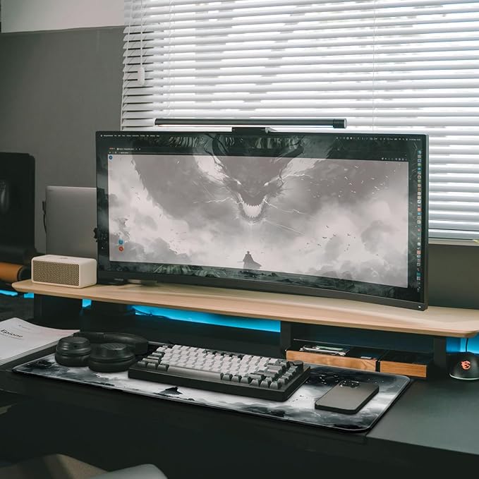Gaming Mouse Pad with Non-Slip Base, Cute Mouse Mat with Stitched Edges for Keyboard and Mouse, Large Anime Mousepad for Computer, 31.5 x 11.8 inches (Dragon)