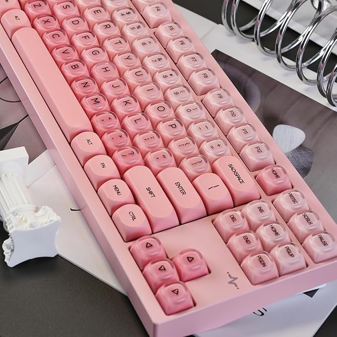 Sumgsn 132 Keys PBT Jelly Keycaps MOA Profile Sakura Pink Foundation Keycaps Comaptible with Wooting Keyboard 61/64/87/104/108 Cherry Mx Switches Mechanical Keyboards