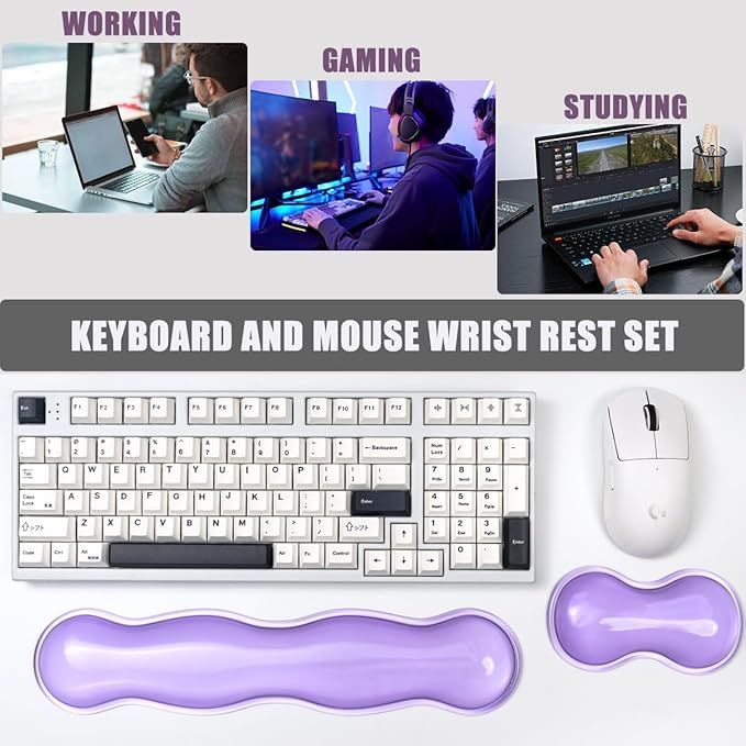 Clear Gel Mouse Wrist Rest, Purple Cute Mouse Wrist Rest, Comfort & Support for Typing and Gaming (Purple-Short)