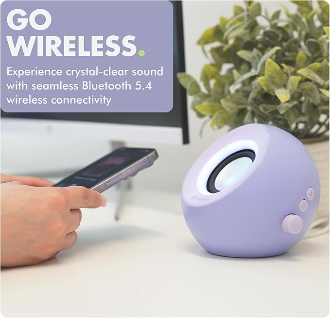 X9 Performance Purple Computer Speakers for Desktop PC with RGB Lighting, Bluetooth, USB, and AUX - Triple Mode Connection, Dual 2.25" Drivers for Work and Play - Bluetooth PC Speakers - Purple
