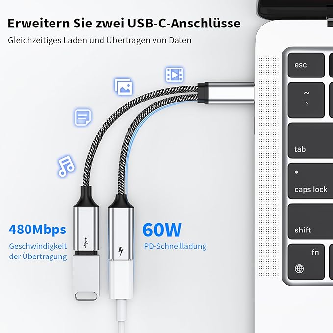 MOGOOD USB C Splitter Type C Y Splitter Cable(NOT for Monitor) C Male to 2USB-C Female Cord (Charging Split NOT Supported) Double USB C Port Hub for Mac,Xbox One,PS5,Quest3