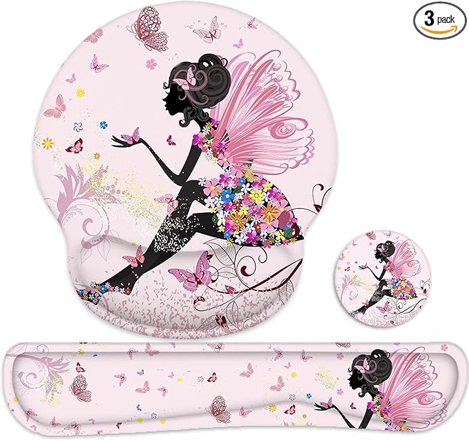 Lateefah Mouse Pad with Wrist Rest, 3-in-1 Gaming Mouse Pad, Keyboard Wrist Rest, Ergonomic Memory Foam Mousepad with Wrist Support for Computer Keyboard