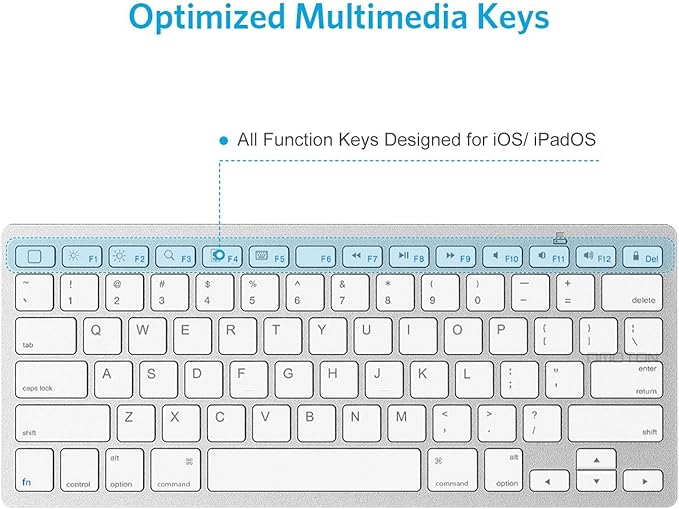 OMOTON Bluetooth Keyboard Compatible with iPad A16 11th 10th Generation, iPad 10.2 (9th/8th/7th), iPad Pro 13/12.9/11 inch, iPad Air/Mini and More iOS Devices, White