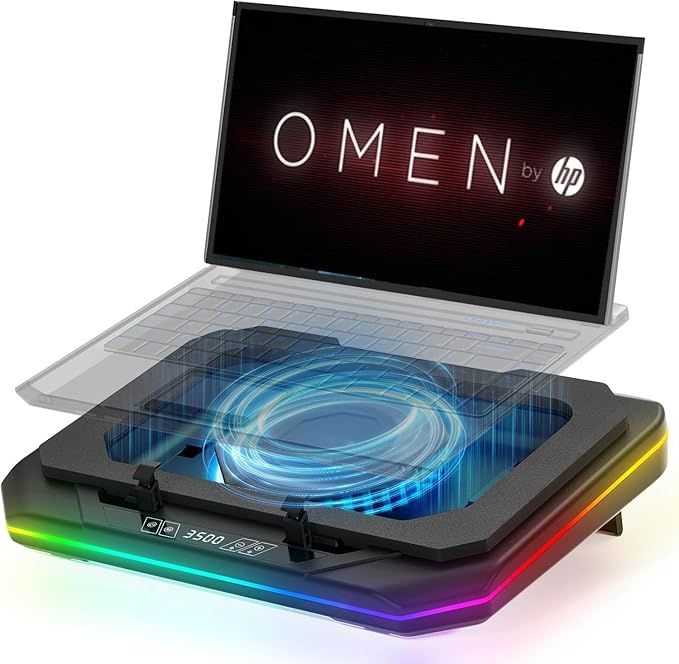 Cooling Pad for Hp OMEN 16-ae0000 Gaming Laptop Cooler with Powerful Turbo Cooling Fan Can Fast Cooling CPU+GPU 40°C, Variable Speed,6 RGB Light