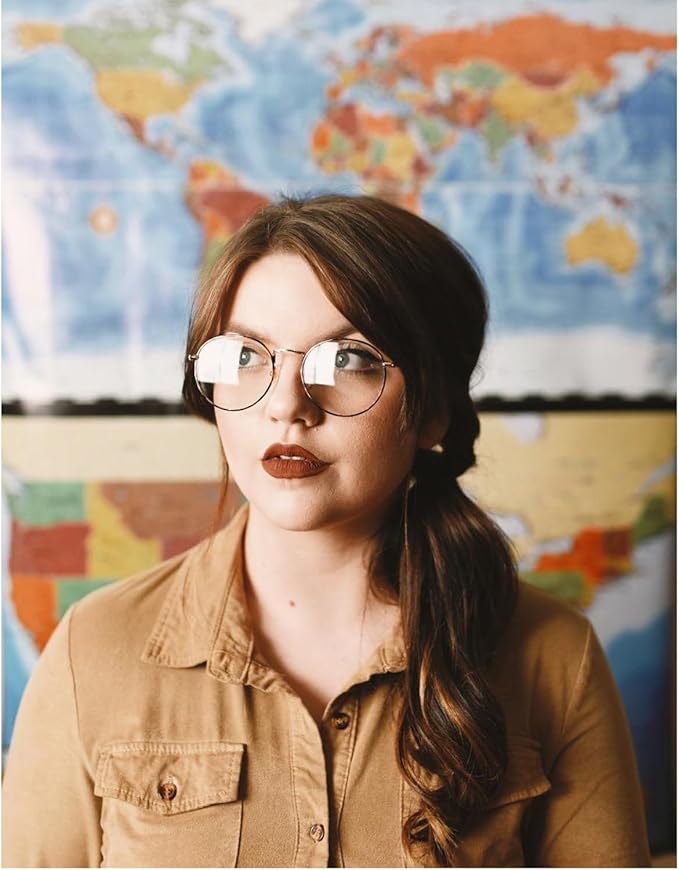 HJSTES Round Blue Light Glasses for Women Men Retro Circle Clear Lens Metal Frame Eyeglasses