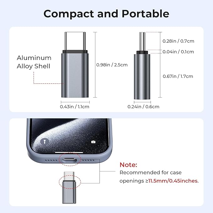 Basesailor USB Type C Extender Adapter 3Pack,100W PD USBC Male to Female Extension Converter,40Gbps USB4 Thunderbolt 4 3 Extended Connector for iPhone 17 17e 16 Pro,MacBook,Otterbox Case,Samsung S26