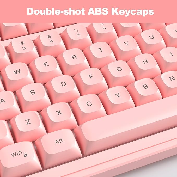 Camiysn Wire Gaming Keyboard, 7 Colorful Rainbow Backlight Classic Gaming Keyboard (Pink-Set)