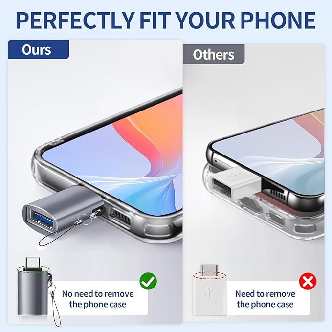 USB C to USB Adapter, USB C Male to USB 3.0 Female Adapter (3-Pack), Type C Thunderbo lt 4 OTG Converter for iPhone 15 Max Apple MacBook, iPad, Samsung Galaxy S24 S23 Dell XPS and More Type C Devices