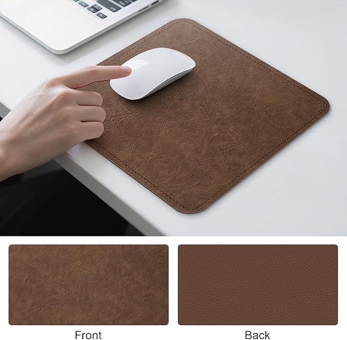 Imitation Crazy Horse Leather Desk Mat - Waterproof Desk Pad - Ideal for Large Mouse Pad and Desk Mats on Top of Desks (Brown+Brown, 11"*8")