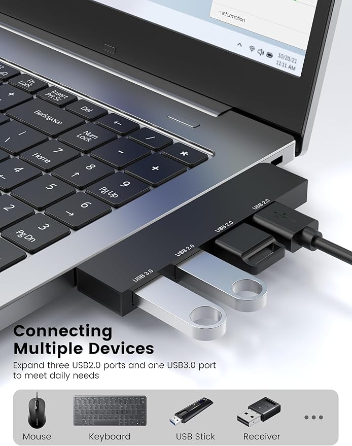 Networking Hub 2Pack, Fidioto 4 Port USBA Adapter(1 * 3.0 Port, 3 * 2.0 Ports), USB Hub for Laptop, iMac Pro, MacBook Air, Mac mini/Pro, Surface Pro, Notebook PC, Flash Drives and Mobile HDD Etc