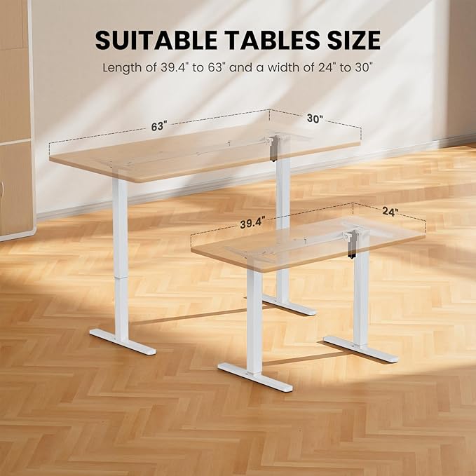 ErGear Electric Standing Desk Legs, 4 Memory Height Settings Height Adjustable Desk Frame, Sit Stand Table Legs Up to 47.2", Ergonomic Stand up Converter Base Workstation, White Frame Only
