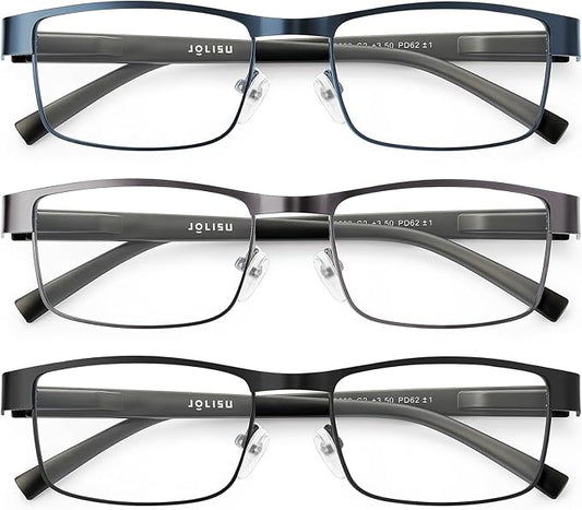 3PCS Blue Light Glasses Men - Bluelight Blocking Computer Metal Thin Frame For Mens/Women
