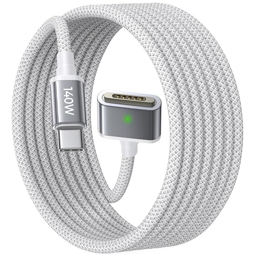 LISEN MacBook Charger USB-C to Magnetic 3 Cable (6.6FT) for M4/M3/M2 MacBook Pro Air M5 Charger, 140W Magnetic Safe 3 Cable Computer Laptop Cord for Pro (16"/14" 2026-2021) Air (15''/13'' 2026-2022)