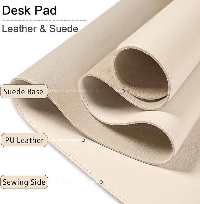 47.2" x 23.6" Large Desk Pad Mat - Non-Slip PU Leather Desk Mat, Large Mouse Pad, Computer Mat for Keyboard Mouse, Waterproof Desk Writing Mat, Desk Blotter Mat for Work (Apricot)