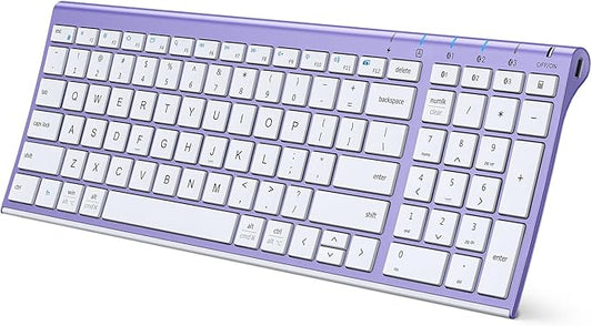 iClever BK10 Bluetooth Keyboard Quiet Typing Multi-Device USB-C Rechargeable – Slim Wireless Keyboard for Mac Windows iPad Office