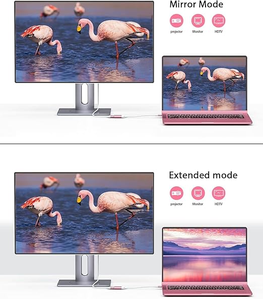 QGeeM USB C to HDMI Adapter 4K Cable, USB Type-C to HDMI Adapter [Thunderbolt 3/4] HDMI for Laptop MacBook Pro/Air, iPhone 15 16 17 Pro max, Dell XPS, Pixelbook, iMac,Thinkpad,Surface,IPad Pro.