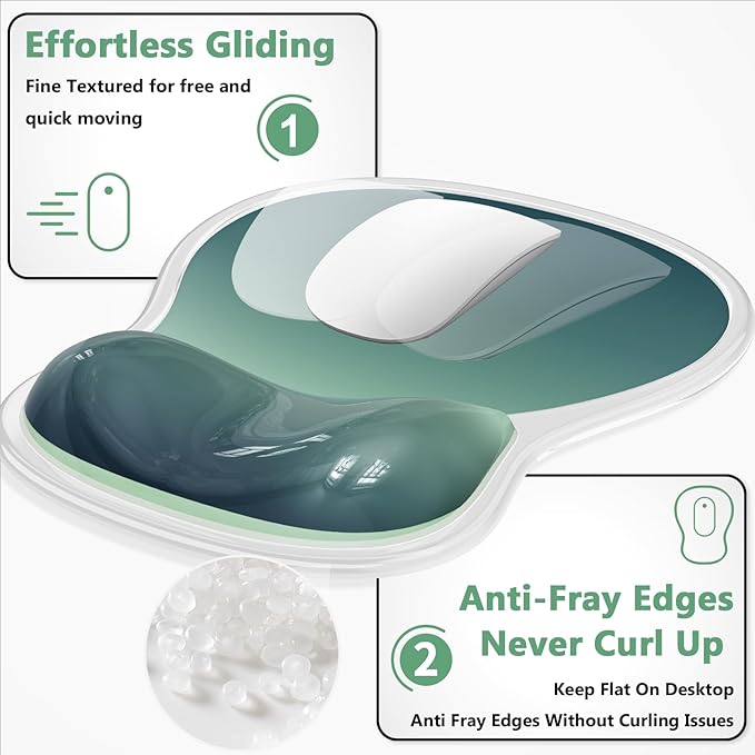 AKIT Ergonomic Mouse Pad with Wrist Rest& Keyboard Wrist Rest, Wrist Rest for Computer Keyboard, Pain Relief, Non-Slip Gel Base, Mousepad Wrist Support for Gaming, Office, Waterdrop Shaped Green