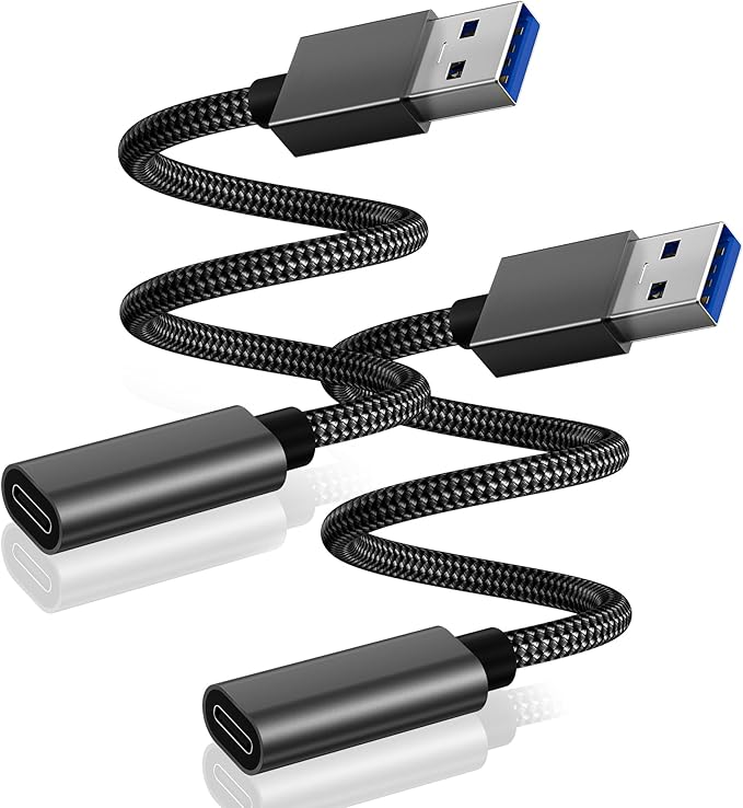 Basesailor USB 3.0 to USB C Adapter 0.75FT 2Pack,USBC Female to A Male Cable,5Gbps 3.1 Type C Charger Connector for Apple iPhone 17 17e Air 16 16e 15 Pro Max,iPad Mini 7,Samsung Galaxy S26 S25 S24 S23
