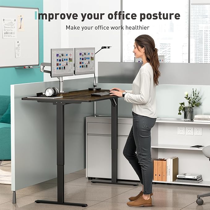 Electric Standing Desk Legs Only, Height Adjustable from 27.3" to 46.2", Standing Desk Frame for 40'' to 63'' Desktop, Sit Stand Desk Base with 4 Memory Presets for Home Office Work (Black)