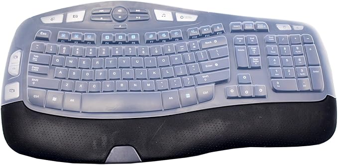 Silicone Keyboard Skin Cover Compatible for Logitech K350 MK550 MK570 Wireless Wave Keyboard, Logitech K350 MK550 MK570 Keyboard Skin (Clear)