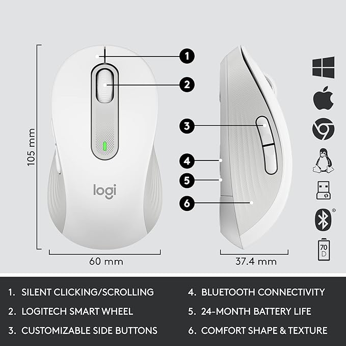 Logitech Signature MK650 Combo for Business, Wireless Mouse and Keyboard, Logi Bolt, Bluetooth, SmartWheel, Globally Certified, Windows/Mac/Chrome/Linux - Off-White