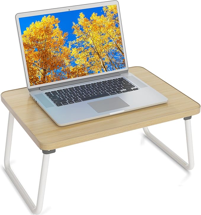 Lap Desks Laptop Tray for Bed or Couch,Portable Breakfast Serving Tray with Folding Legs,Foldable & Lightweight Mini Table, Laptop Stand for Working, Reading and Writing,Beige
