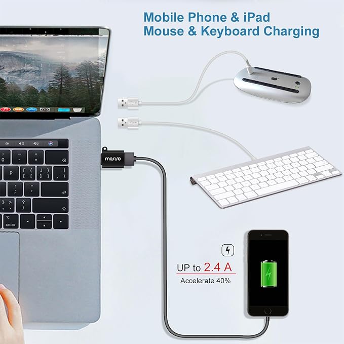 MOSISO USB C to USB Adapter 2 Pack,USB Type-C to USB Connector,Thunderbolt 3 to USB 3.0 Converter OTG Compatible with MacBook Pro 2024-2016/Air 2024-2018/Laptop/Tablet/More Type-C Devices, Black