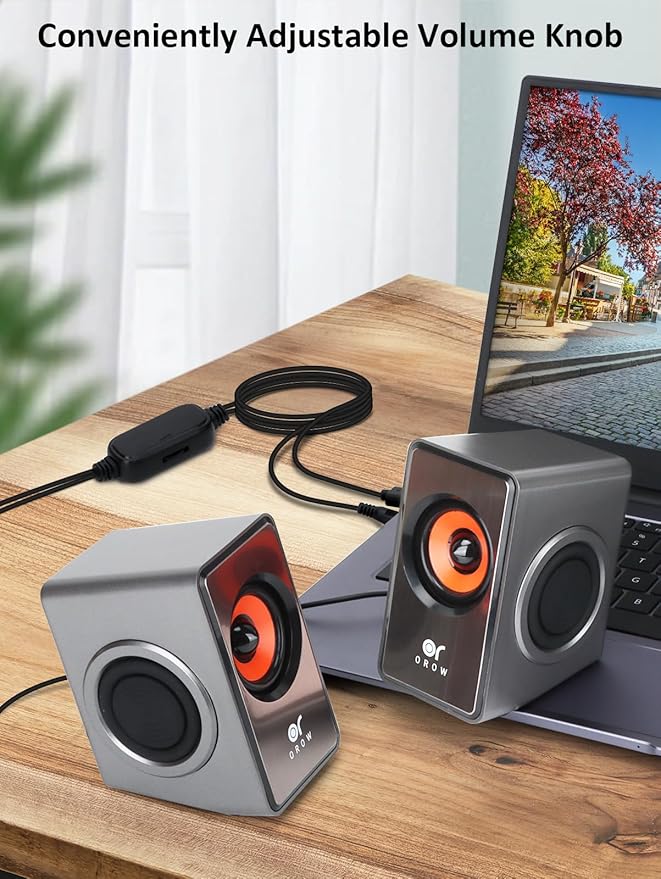OR O R O W OROW Computer Speakers,12W Mini Desktop Speaker with Volume Control, 3.5mm AUX Speaker, USB Powered Laptop Speakers,Great for PC/Monitor/mac/iMac/Projector(S206)