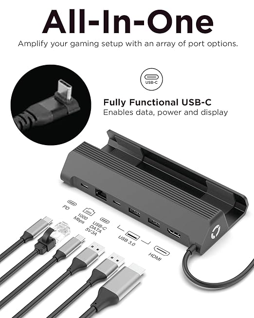 Legion Go USB-C Hub Dock for Legion Go – 6-in-1 Dock, Port Expansion, Charging, Video, Ethernet Support