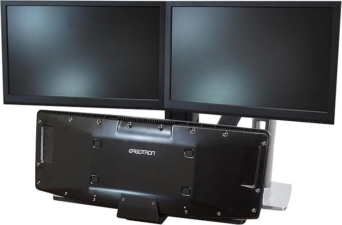 Ergotron – WorkFit-A Dual Monitor Standing Desk Converter, Sit Stand Workstation for Tabletops – Level Keyboard Tray