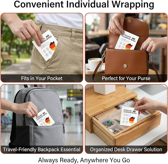 150 Count Eyeglasses Cleaner Wipes - Lens Cleaning Wipes Glasses Cleaner Cloth Individually Wrapped Large Wipes for Eyeglass, Glasses, Lens, Screen Cleaning, Phone, Computer, Camera Use, Travel