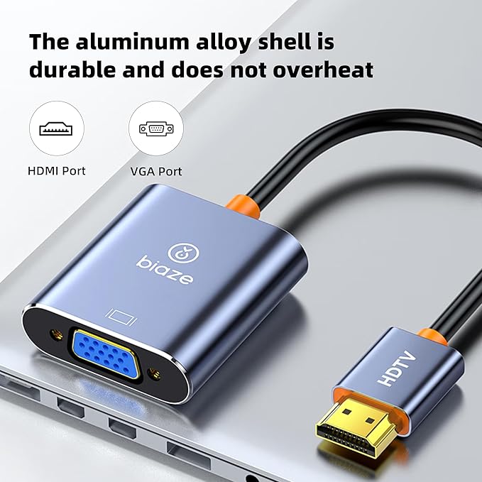 AG6202 Chip HDMI to VGA Adapter, 1080P Video Converter for Laptop PC TV Monitor Projector, Gold Plated Connector Cable (2pack)