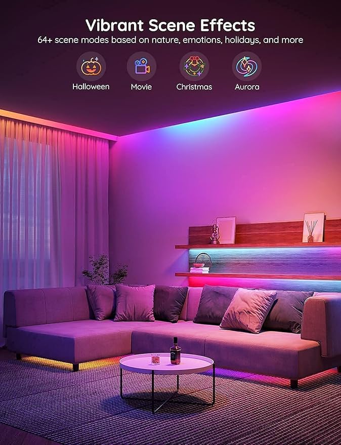 Govee RGBIC Alexa LED Strip Light 16.4ft, Smart WiFi LED Lights Work with Alexa and Google Assistant, Segmented DIY, Music Sync, Color Changing LED Strip Lights for Room, Bedroom, Holiday