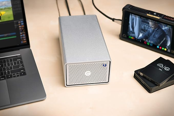 G-Technology 36TB G-RAID with Thunderbolt 3, USB-C (USB 3.1 Gen 2), and HDMI, Removable Dual Drive Storage System, Silver - 0G10810-1