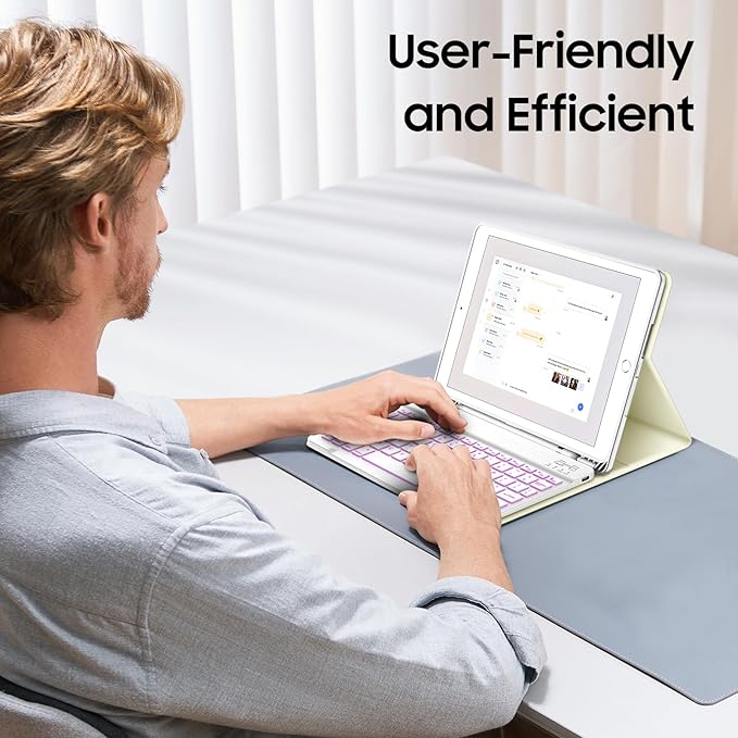 FINTIE Backlit Keyboard Case for iPad 9th / 8th / 7th Generation (2021/2020/2019) 10.2 Inch, Soft TPU Back Cover with 7 Colors Backlight Magnetically Detachable Bluetooth Keyboard, Starlight