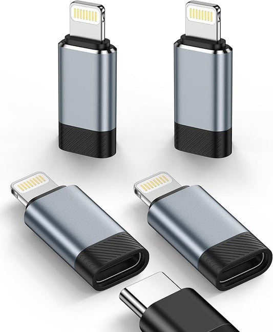 USB C to Lightning Adapter 4 Pack, USB-C Female to Lightning Male Converter for iPhone 14 13 12 11 Pro Max Plus XR SE, Fast Charging & Data Sync Type C to Lightning Adapter for AirPods (No Audio/OTG)