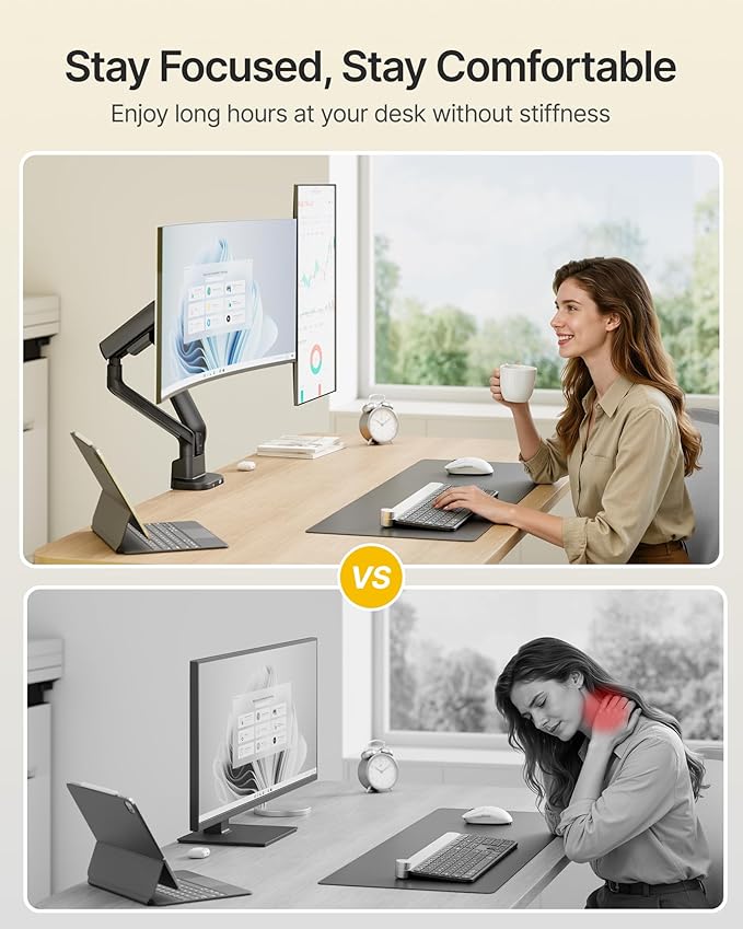 monTEK Dual Monitor Arm with USB, Mechanical Spring Monitor Arm for 17-35" Screens, Adjustable Monitor Desk Mount Each Holds up to 26.4 lbs with C Clamp/Grommet Desk Mount, VESA 75/100mm