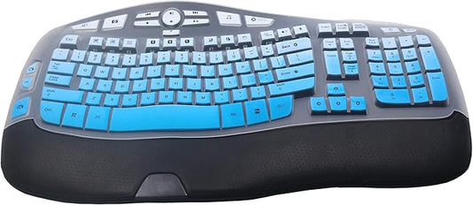 Silicone Keyboard Skin Cover Compatible for Logitech K350 MK550 MK570 Wireless Wave Keyboard, Logitech K350 MK550 MK570 Keyboard Skin (Ombre Blue)