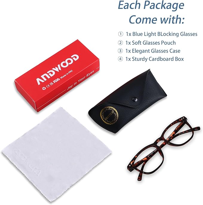 ANDWOOD Blue Light Blocking Glasses Women Men Computer Small Face Clear Bluelight Blocker Eyeglasses Frame